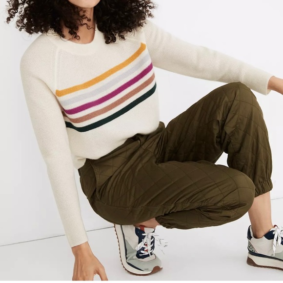 Madewell Sweaters - Madewell Cashmere Cropped Shrunken Sweater in Placed Stripe